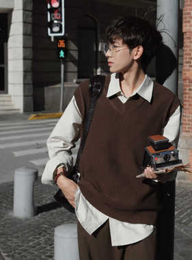 ELI【榛果华夫】抗起球美利奴羊毛针织华夫格马甲背心毛衣内搭秋