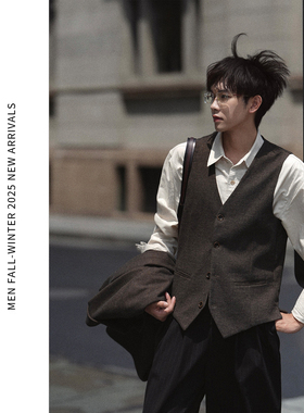 ELI【裁缝】老钱风羊毛混纺休闲修身免烫西装马甲背心男正装马夹