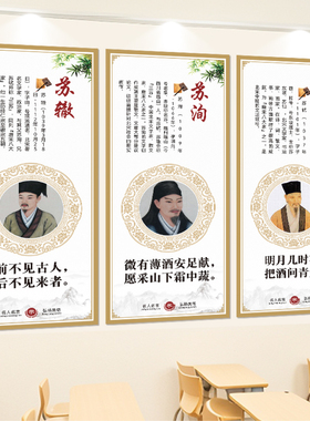 唐宋八大家背景墙贴中式文化墙贴