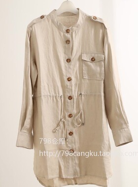 798仓库 5.9上新 亚麻柔顺收腰连衣裙2A23008