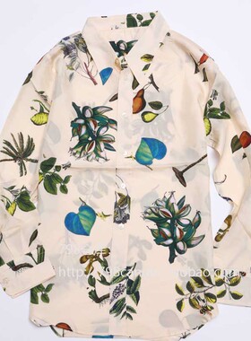 798仓库 2023.4.11上新 2023春夏真丝复古印花圆摆女衬衫2A23004