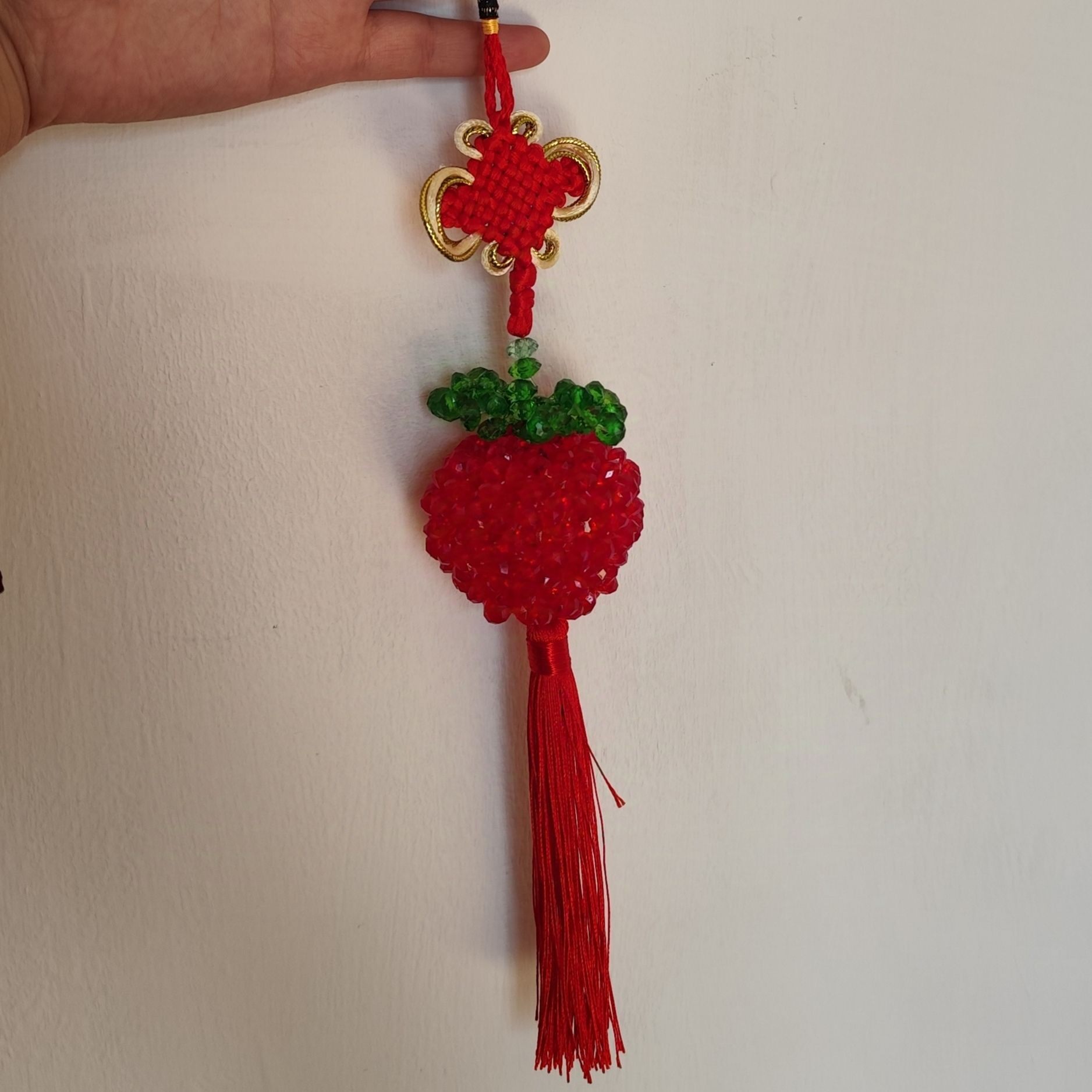 精准印花平安福平安符珠绣车挂满珠绣平安果车挂带中国结彩珠绣