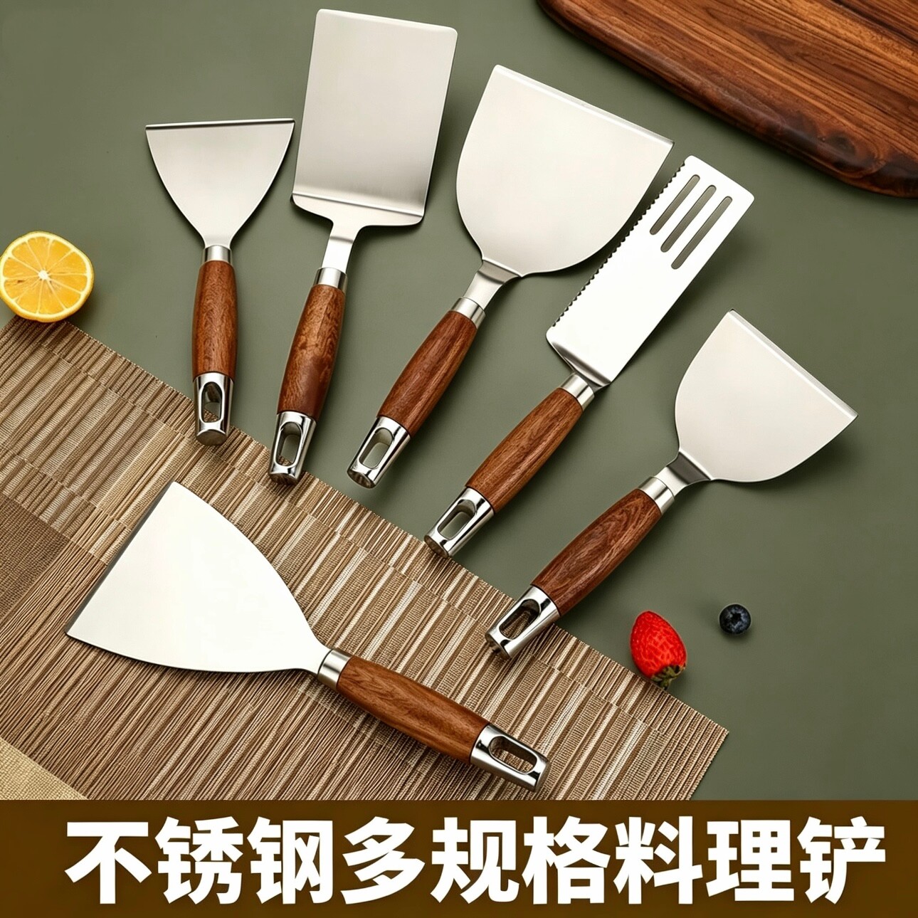 不锈钢防烫三角料理铲