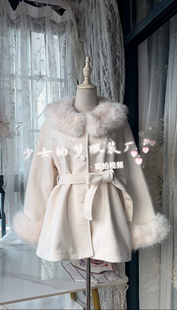 【朝朝暮暮】中长款100澳毛 重磅氛围感狐狸毛中长款大衣韩版保暖