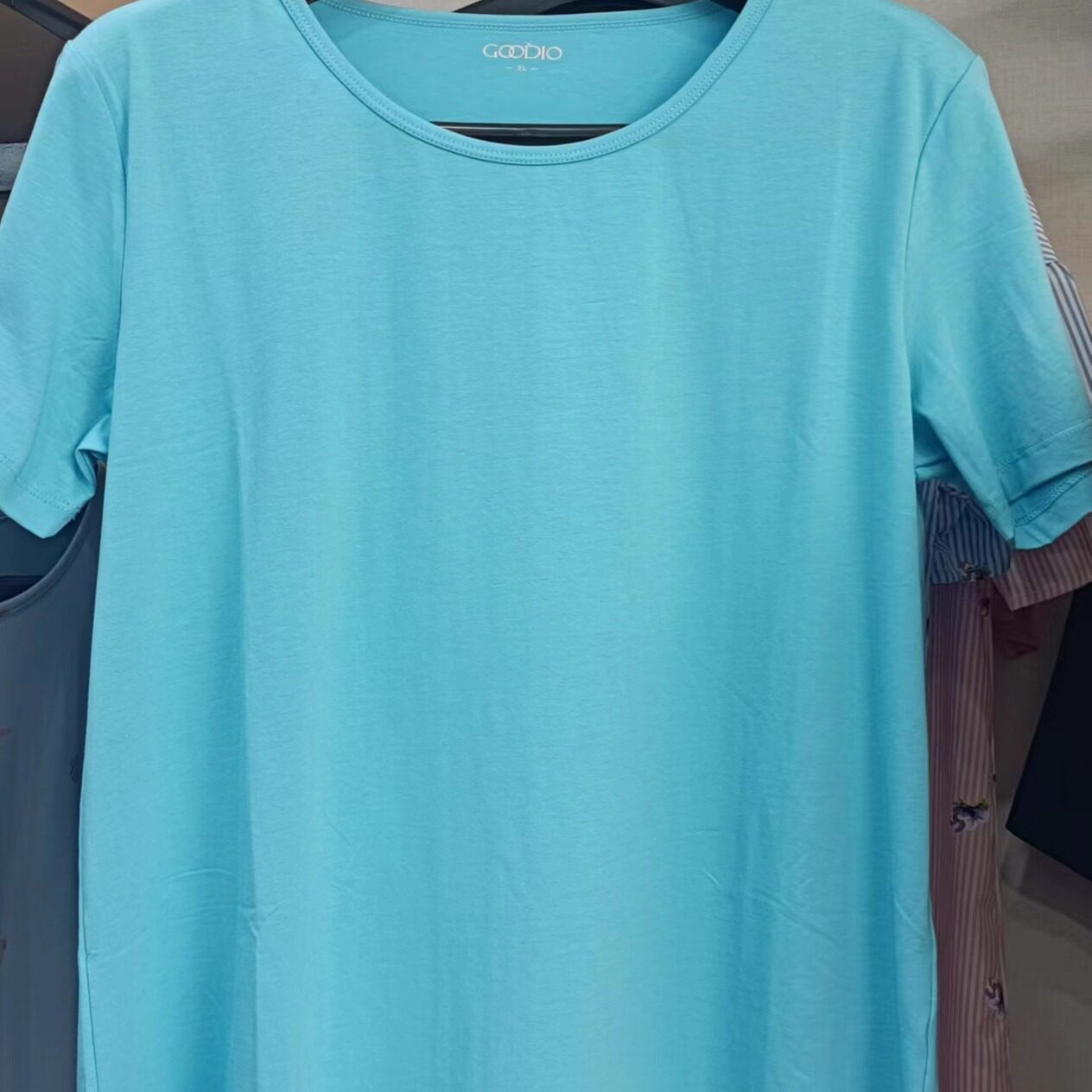 歌帝品牌精梳莱卡棉圆领短袖女衫GDB7708