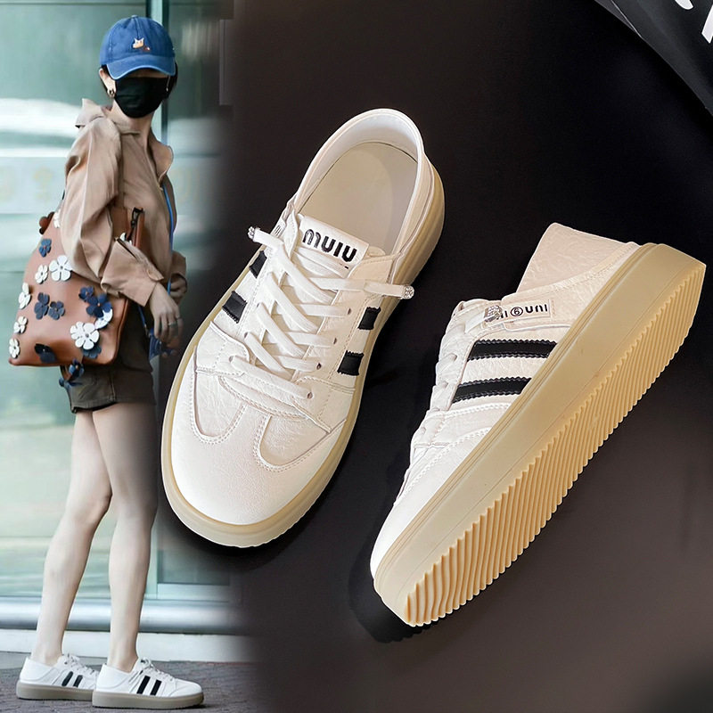 真皮两穿小白鞋女德训鞋2026新款真皮运动休闲鞋百搭圆头系带板鞋,女鞋,时尚休闲鞋,淘宝优惠券,粉丝福利购,淘宝优惠卷