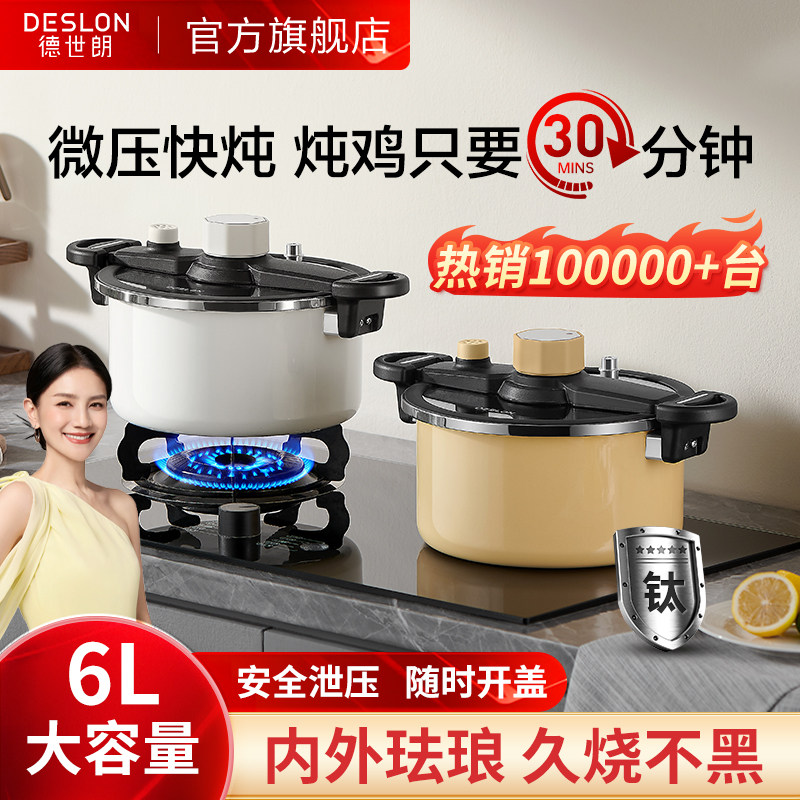 德世朗微压锅炖汤盅汤锅珐琅锅家用焖烧锅搪瓷锅电磁炉燃气煮汤桶