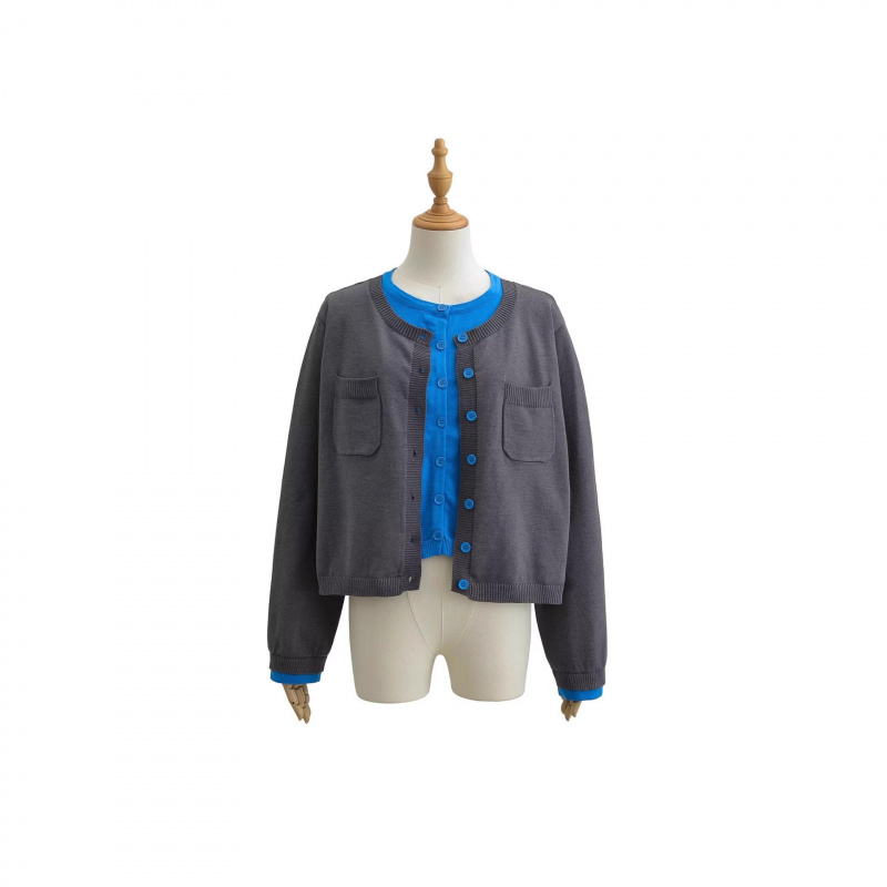 NSS假两件撞色针织衫女秋季慵懒