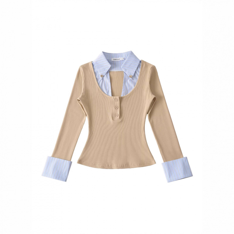 NSS学院风纯欲假两件长袖T恤女修