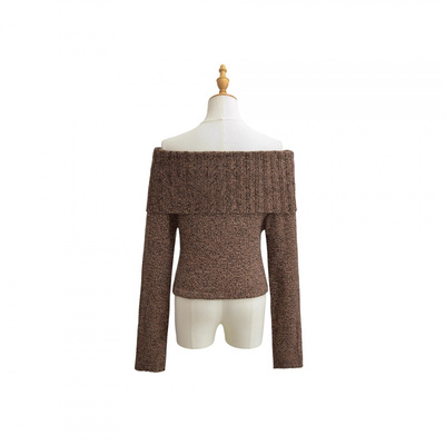 NSS美式复古高级感一字肩长袖针