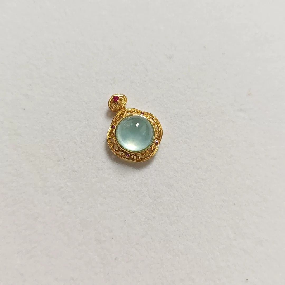 天然岫玉天青冻冰蓝925银项链