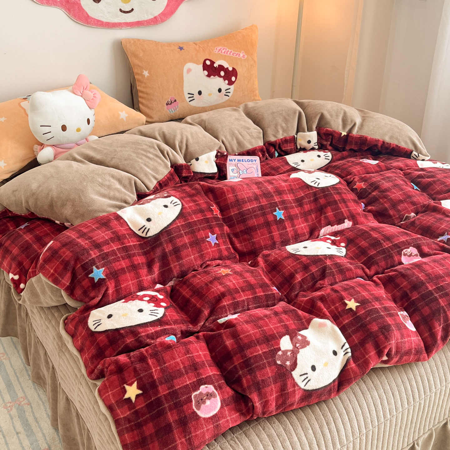 冬季牛奶绒加绒四件套