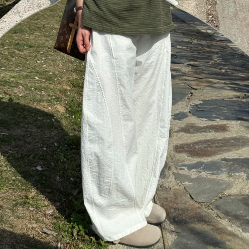 白色弯刀休闲裤女大码