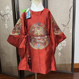 儿童汉服明制圆领袍男童龙袍生日礼服抓周服高品质织金红色喜庆小