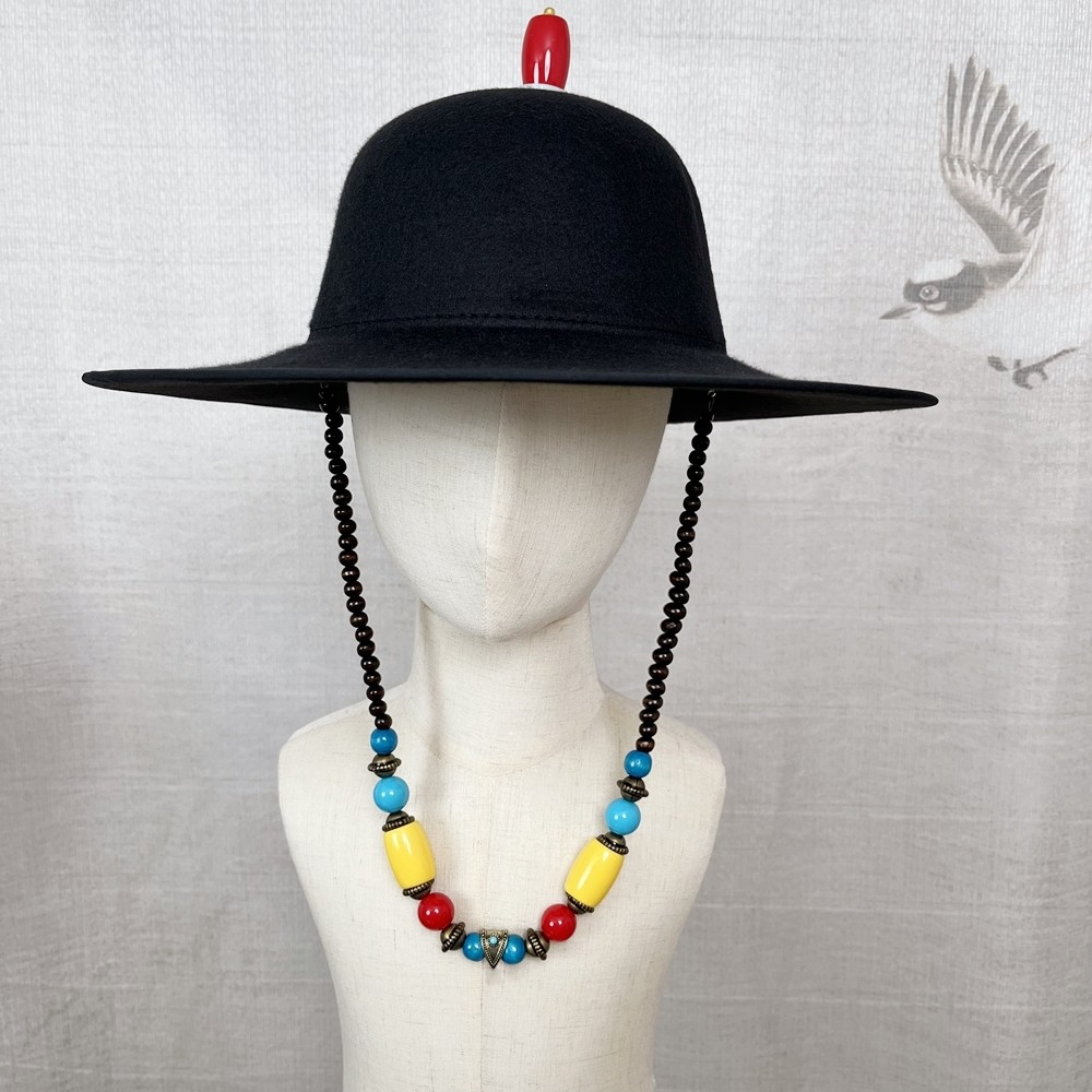 汉服帽子儿童大檐帽明制大圆帽飞鱼服帽子古装演出配饰男童摄影帽