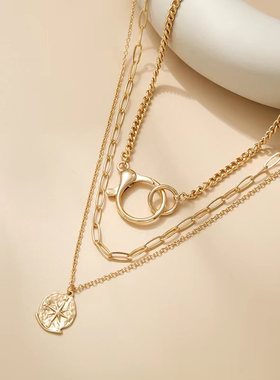 合金电镀女多层链条项链