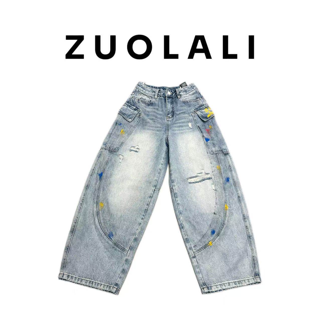 ZUOLALI/左拉励【彩虹密码】街潮系列美式字母印花设计高腰堆堆裤