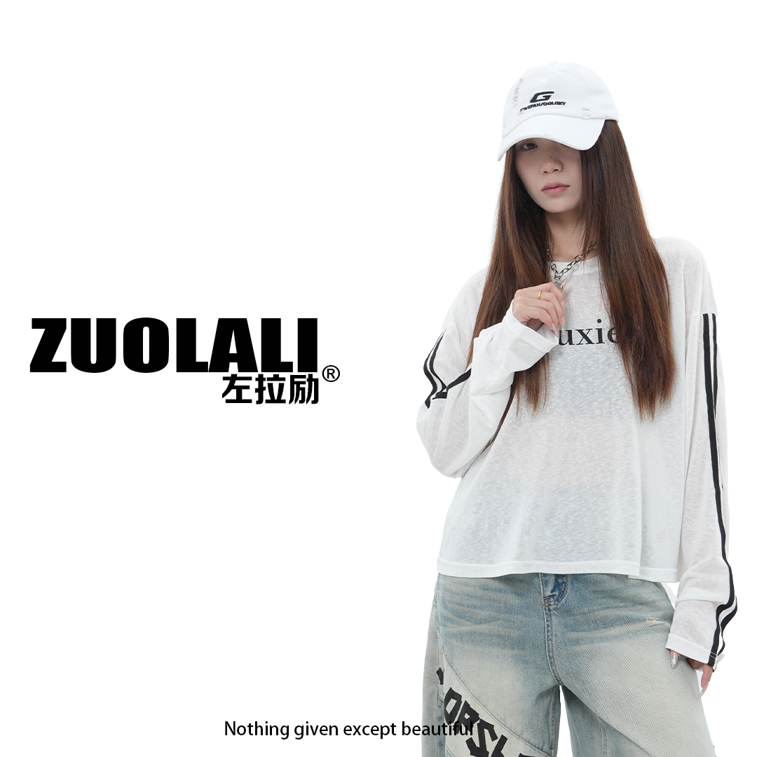 ZUOLALI/左拉励【海岛日记】夏季时尚字母印花长袖设计-防晒上衣