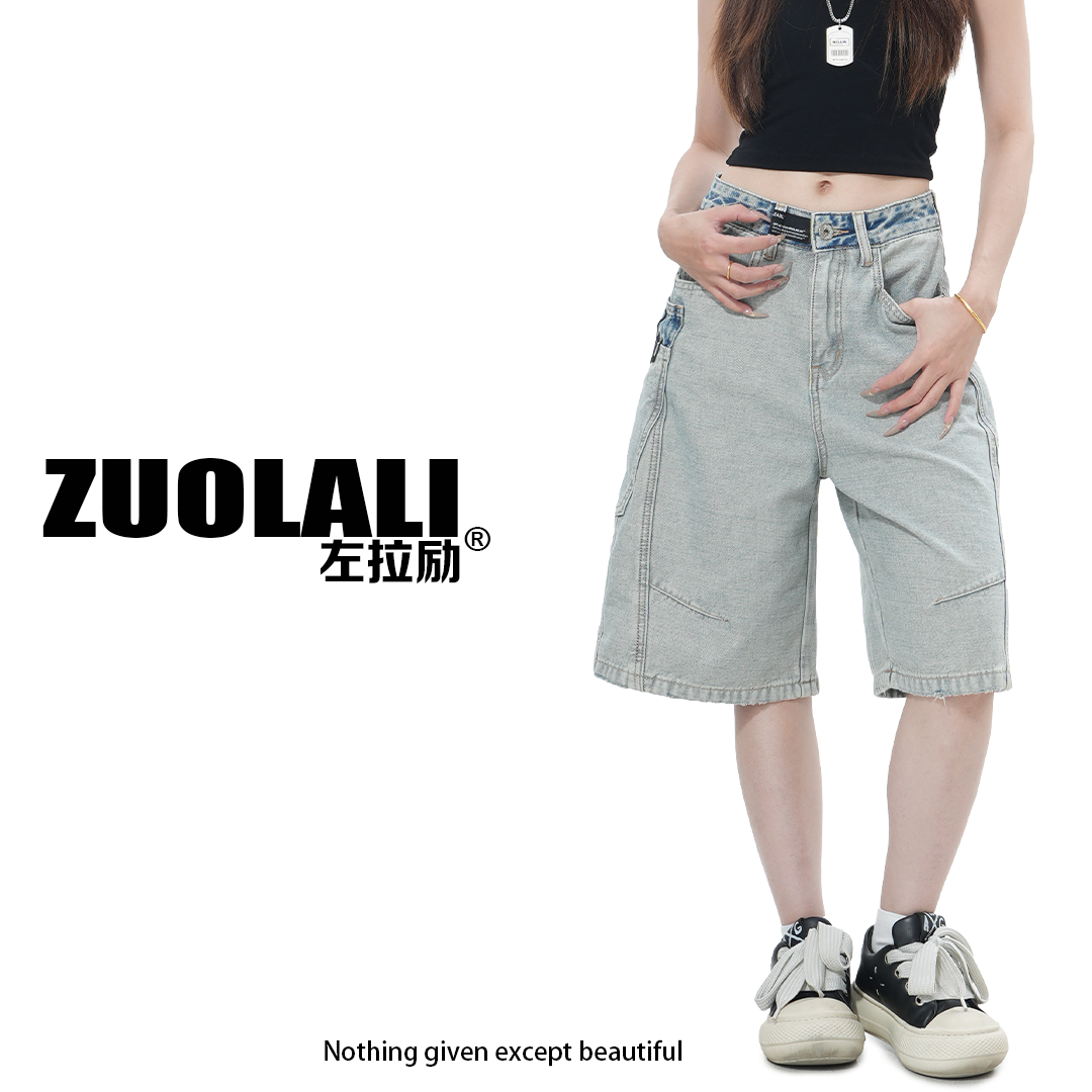 ZUOLALI/左拉励【反转视界】解构系列-小众大口袋设计高腰五分裤
