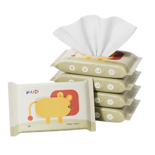 【天猫U先】KUB可优比小狮子婴儿便携湿巾手口屁清洁湿巾10抽5包