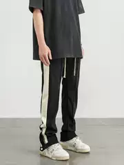 BLACK OF EXIT China-Chic American retro color contrast zipper straight sweatpants cotton high street stretch casual pants