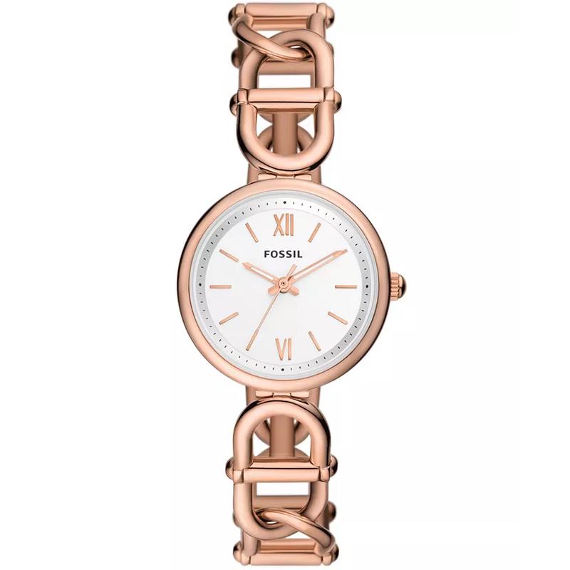 Fossil/化石女士腕表玫瑰金表盘三针不锈钢表带简约优雅