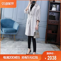 Áo khoác cashmere hai mặt nữ 2019 mùa thu đông mới phù hợp với cổ áo dài phần trên đầu gối Áo len gió He Ben - Áo khoác dài áo da lộn