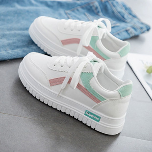 休闲平底浅口透气拼色圆头女鞋 2025春季 学生街拍板鞋 女韩版 小白鞋