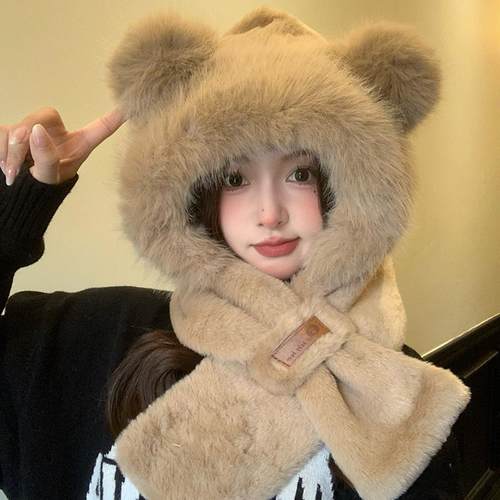 冬季保暖围巾一体护耳雷锋帽子