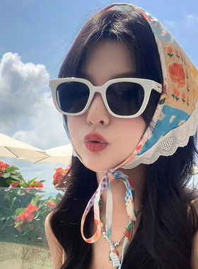 海边拍照护眼太阳眼镜韩版高级感复古百搭显脸小防晒方形墨镜女