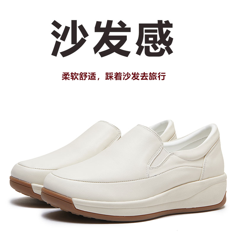 妈妈鞋头层牛皮羊皮舒适健步鞋