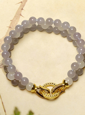 和田玉烟紫圆珠油润手串女款