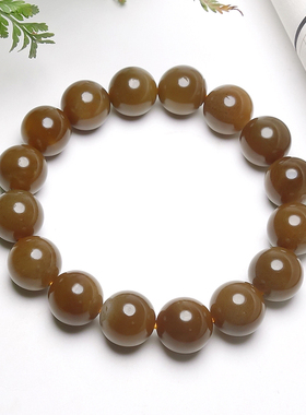 和田玉红糖玉油润圆珠手串