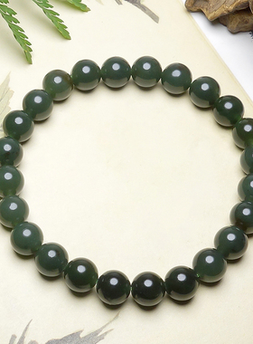 财源滚滚和田玉且末料圆珠手串