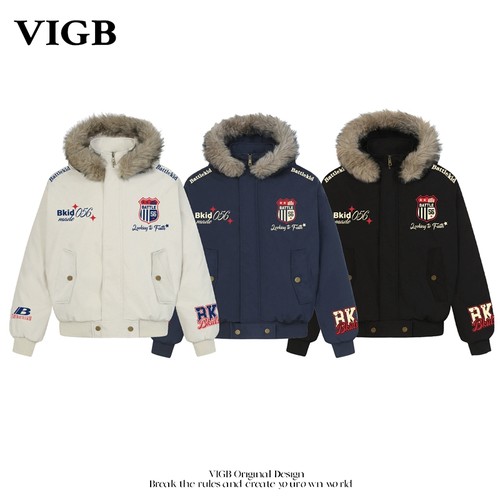 VIGB美式刺绣山雕加厚棉衣外套