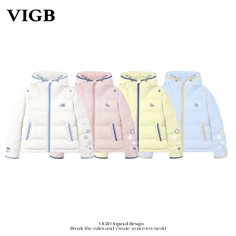 VIGB美式连帽加厚保暖拉链棉服