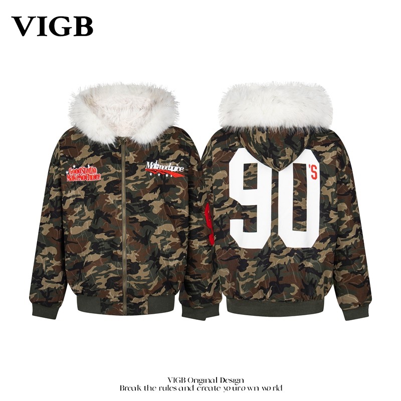 VIGB 原创国潮时尚座山雕毛领连帽学院风棉服男女加厚棉衣外套潮,男装,棉衣,淘宝优惠券,粉丝福利购,淘宝优惠卷