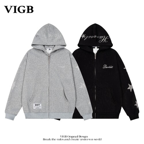 VIGB原创复古字母连帽卫衣帽衫