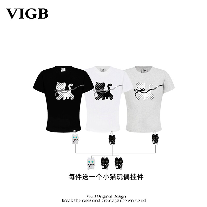 VIGB原创波点刺绣短袖T恤显瘦