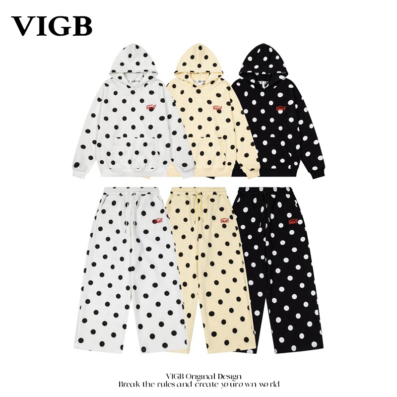 VIGB国潮波点连帽卫衣情侣套装