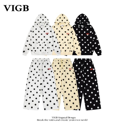 VIGB国潮波点连帽卫衣情侣套装