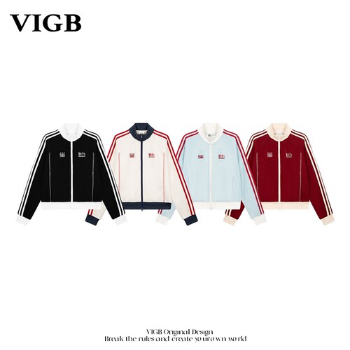 VIGB原创复古撞色拼接立领夹克