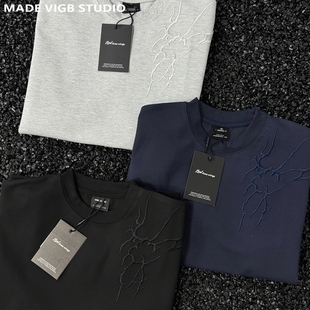 半袖 VIGB 原创国潮小众立体图腾刺绣T恤cleanfit高级质感休闲短袖