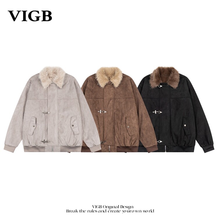 VIGB美式飞机扣山雕保暖棉衣外套