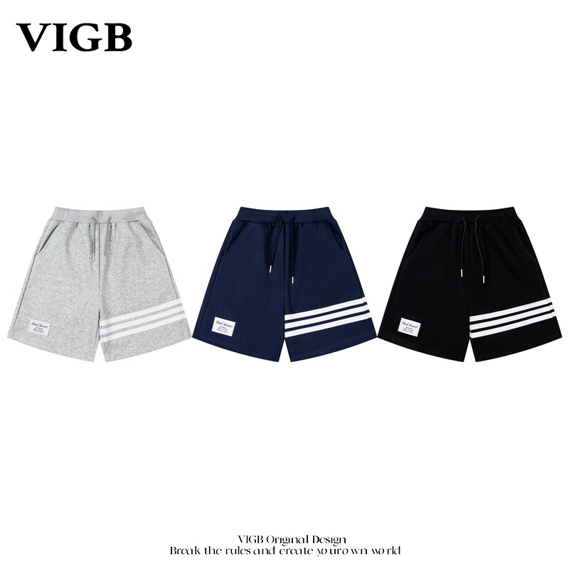 VIGB 原创国潮美式复古运动休闲短裤男女百搭抽绳七分裤休闲中裤