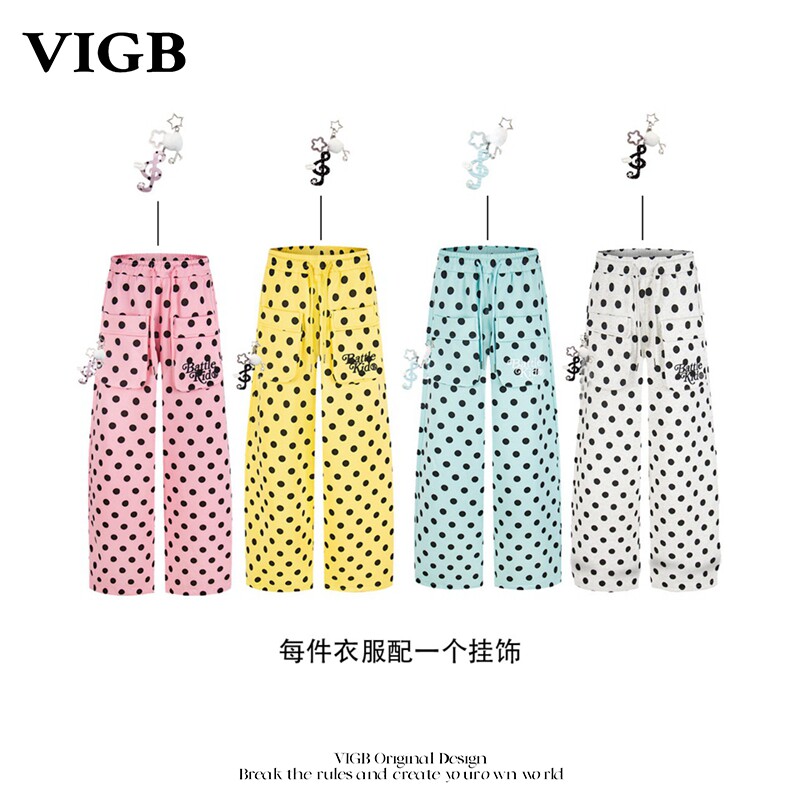 VIGB 原创国潮美式复古波点卫裤新款慵懒垂感运动爵士休闲裤男女