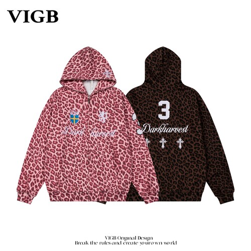 VIGB原创复古字母刺绣连帽卫衣