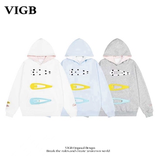 休闲趣味连帽情侣卫衣潮 复古ins设计大发夹帽衫 VIGB 原创国潮美式