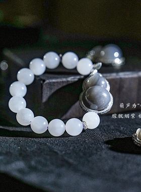 天然烟紫和田玉手串国风小众设计
