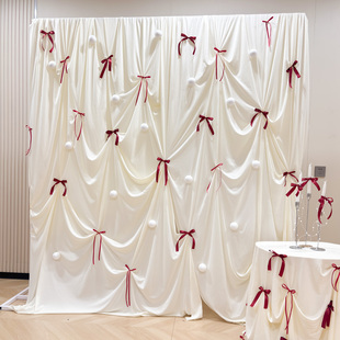 生日婚礼拍照背景场景装饰牛奶丝支架布幔红绿仿真树室内装饰摆件